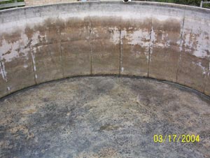 Cleaned open water storage tank